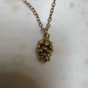 Gold Colored Pinecone Pendant Necklace